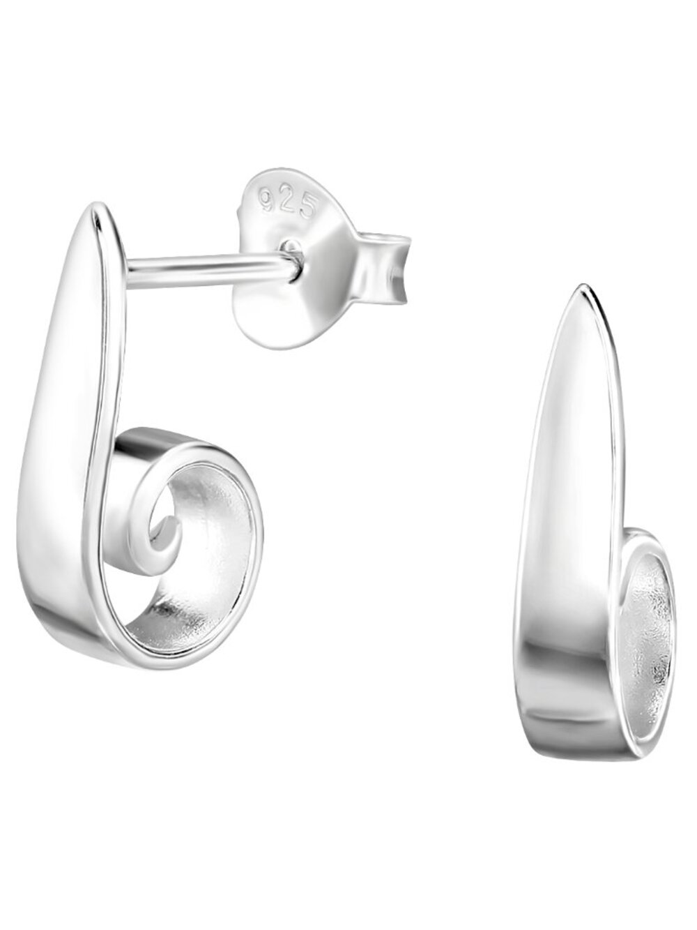 Wide Curved Sterling Silver Ear Studs